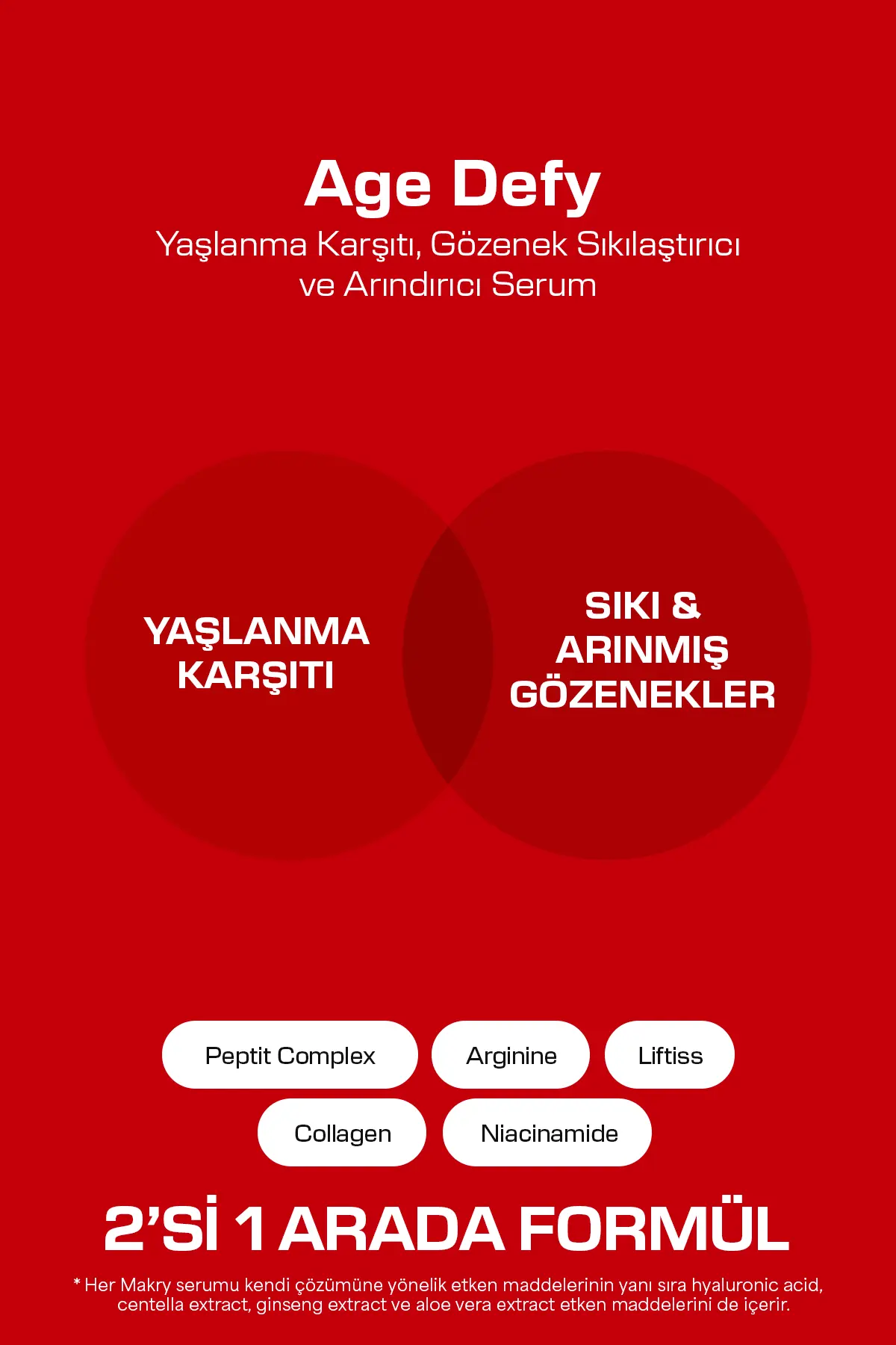 Yaşlanma Karşıtı ve Gözenek Sıkılaştırıcı Peptit Serum 2IN1 – Age Defy 30 ml