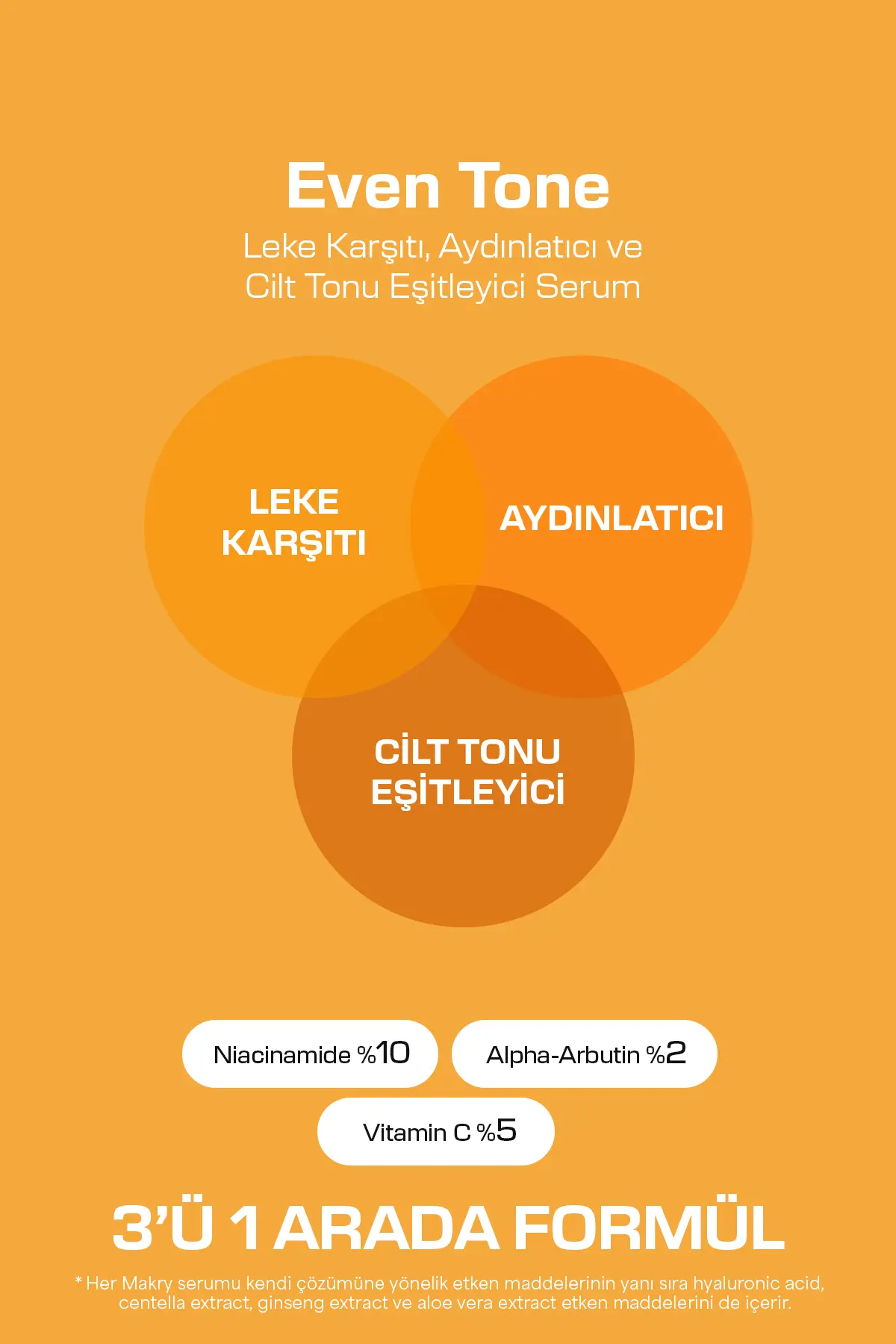 Leke Karşıtı, Aydınlatıcı ve Cilt Tonu Eşitleyici Serum 3IN1 – Even Tone 30 ml