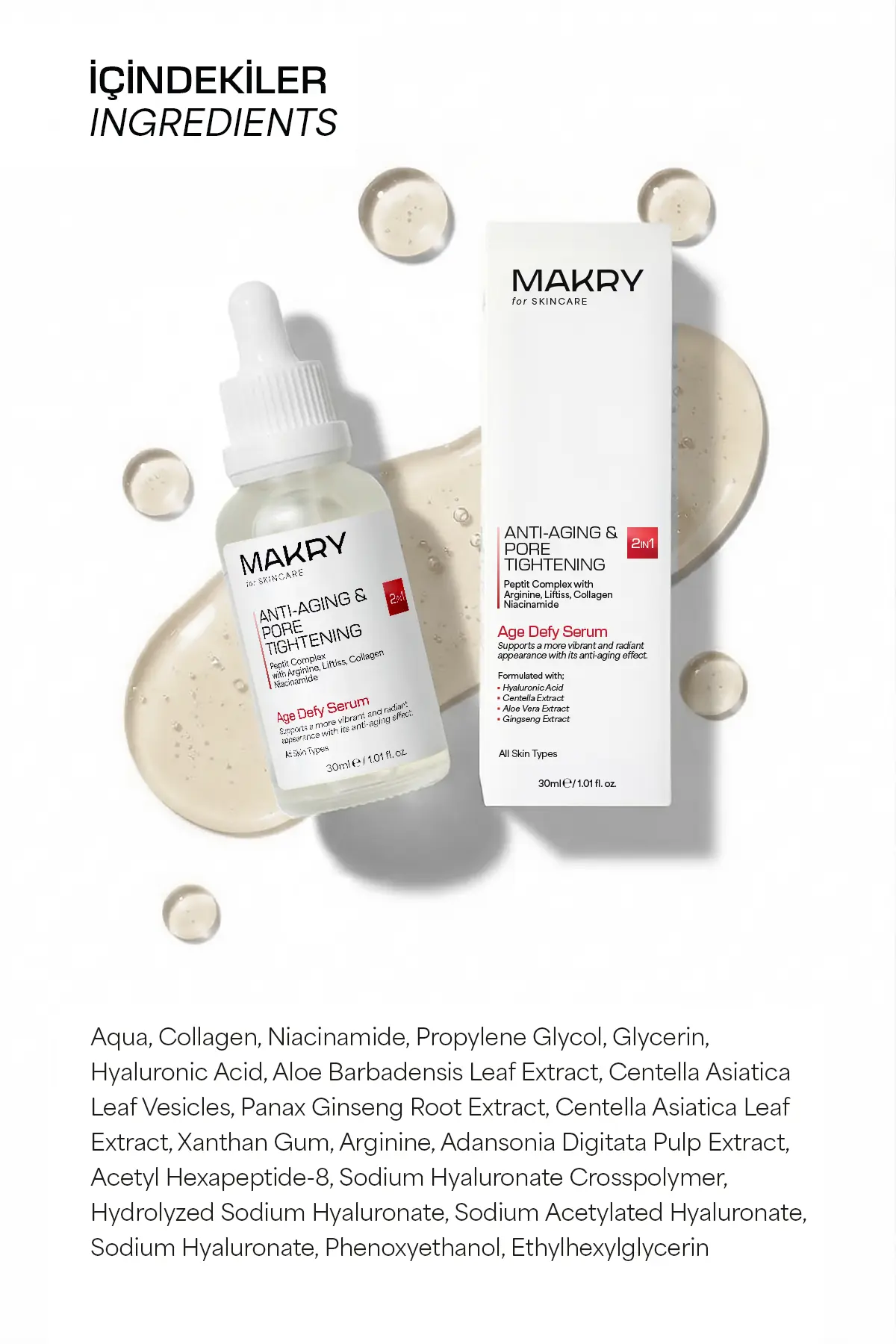 Yaşlanma Karşıtı ve Gözenek Sıkılaştırıcı Peptit Serum 2IN1 – Age Defy 30 ml