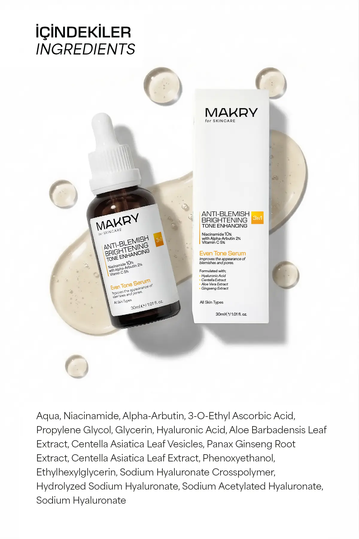Leke Karşıtı, Aydınlatıcı ve Cilt Tonu Eşitleyici Serum 3IN1 – Even Tone 30 ml