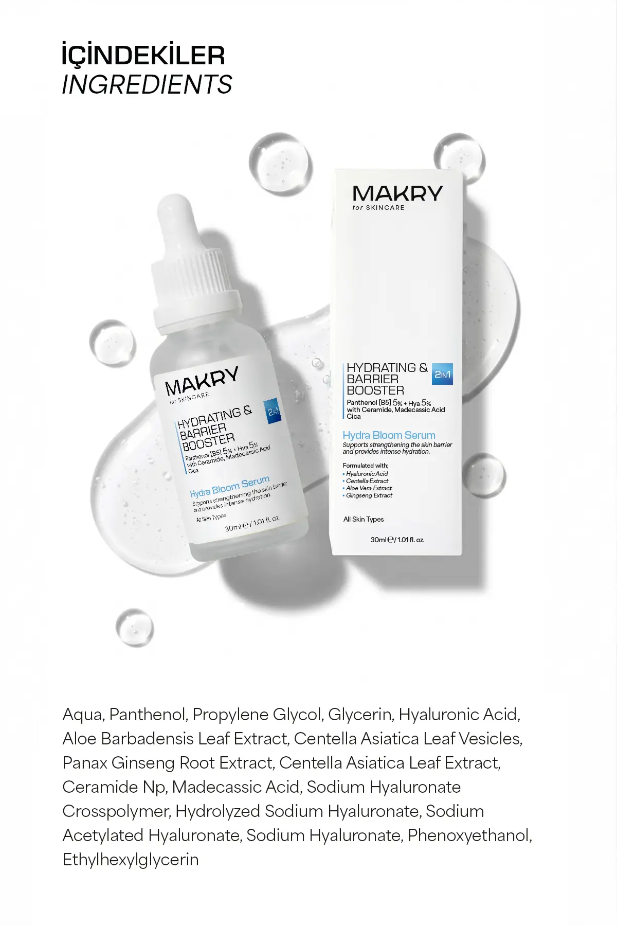 Cilt Bariyeri Güçlendirici ve Yoğun Nemlendirici Serum 2IN1 – Hydra Bloom 30 ml