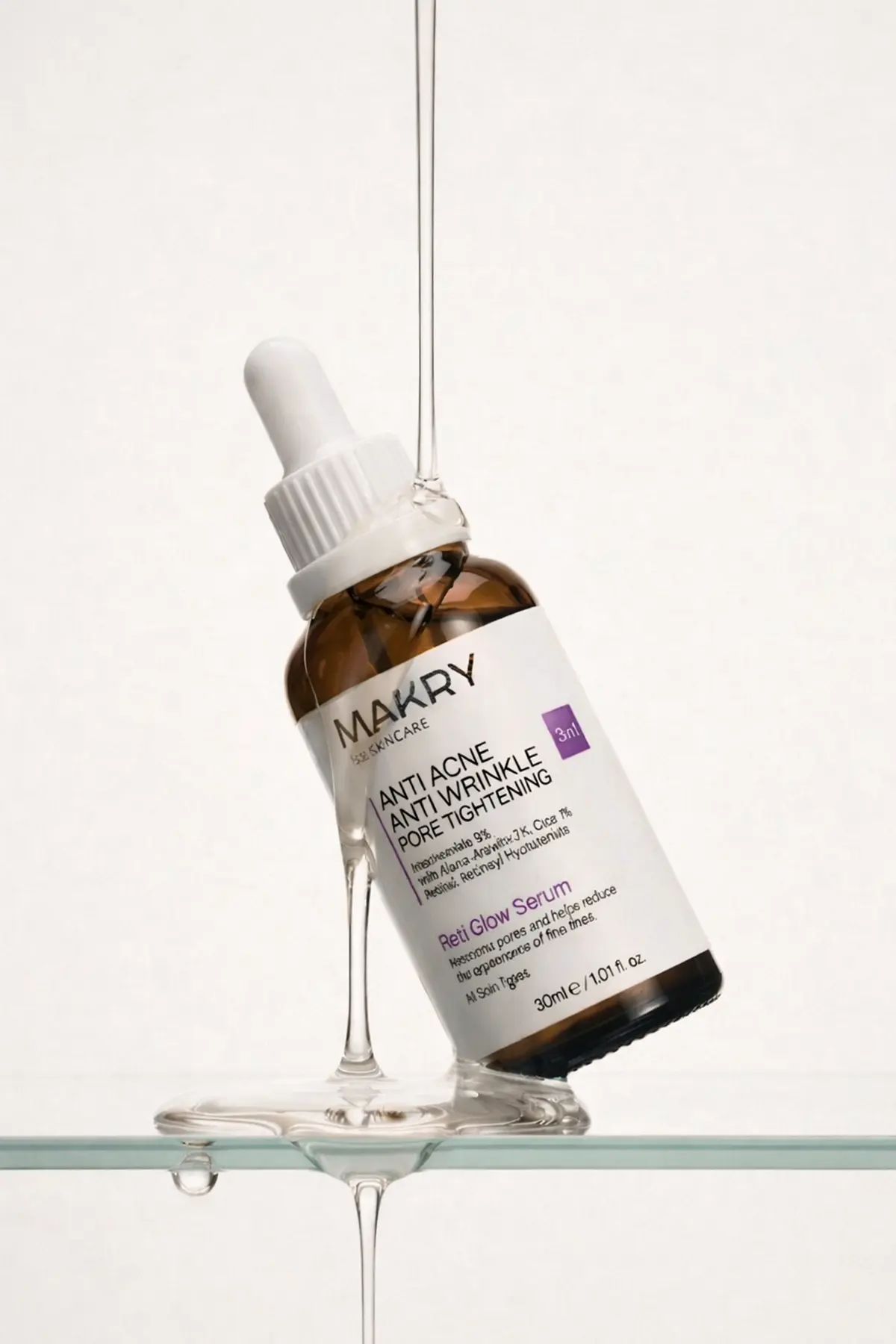 Retinol, Akne ve Kırışıklık Karşıtı Gözenek Bakım Serumu 3IN1 – Reti Glow 30 ml